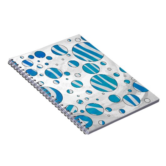 White en Blue Polka Dot Zebra Notitieboek (Rechterzijde)