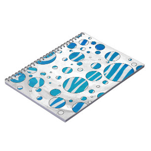 White en Blue Polka Dot Zebra Notitieboek