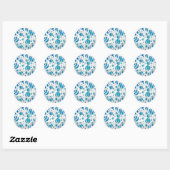 White en Blue Polka Dot Zebra Ronde Sticker (Vel)