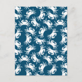 White en Blue Seamless Crab Pattern Briefkaart (Voorkant)