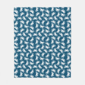 White en Blue Seamless Crab Pattern Fleece Deken (Voorkant)