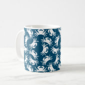 White en Blue Seamless Crab Pattern Koffiemok (Voorkant links)
