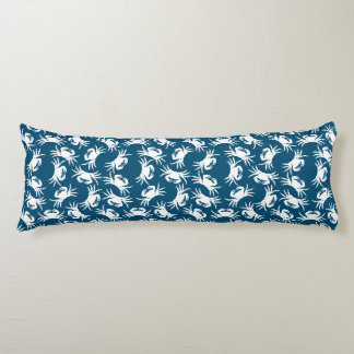 White en Blue Seamless Crab Pattern Lichaamskussen