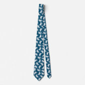 White en Blue Seamless Crab Pattern Stropdas (Voorkant)