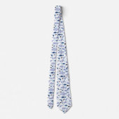 White en Blue Shark Pattern Stropdas (Achterkant)