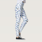 White en Blue Shark Silhouette Pattern Leggings (Rechts)