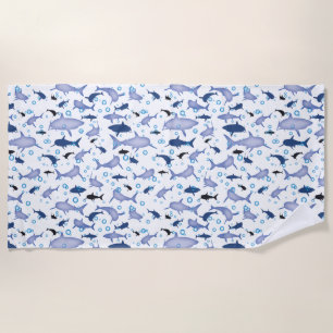 White en Blue Shark Silhouette Pattern Strandlaken