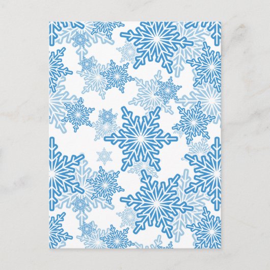 White en Blue Snowflake Seamless Pattern Briefkaart (Voorkant)