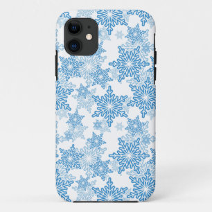 White en Blue Snowflake Seamless Pattern iPhone 11 Hoesje