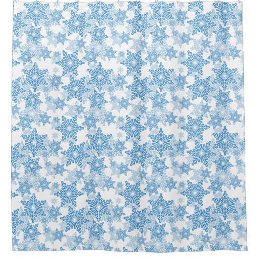 White en Blue Snowflake Seamless Pattern Douchegordijn (Voorkant)