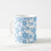 White en Blue Snowflake Seamless Pattern Koffiemok (Voorkant links)