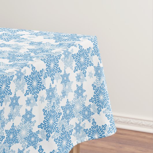 White en Blue Snowflake Seamless Pattern Tafelkleed (Voorbeeld)