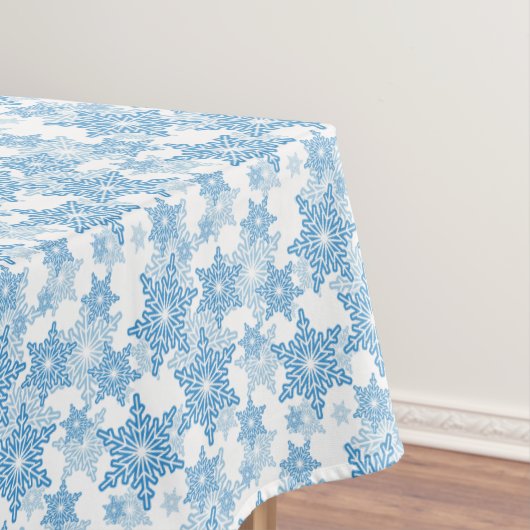 White en Blue Snowflake Seamless Pattern Tafelkleed (Voorbeeld)