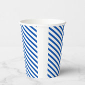 White en Blue Stripes Birthday Papieren Bekers (Rechts)