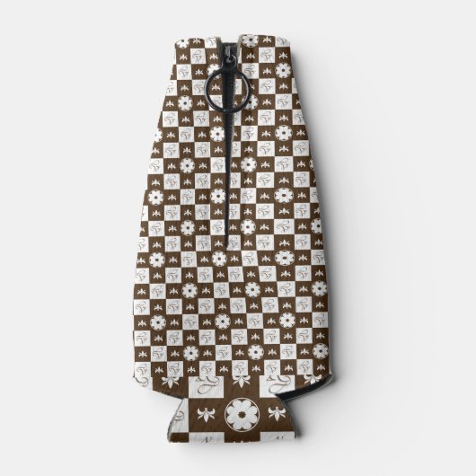 White en Brown Checkered Pattern Flesjeskoeler (Achterkant)