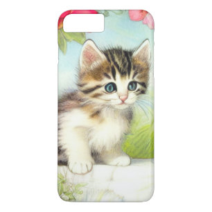  White en Brown Kitten met bloemen iPhone 8 Plus / 7 Plus Hoesje