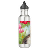 White en Brown Kitten met bloemen Waterfles (Links)