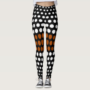 White en Brown Polka Dot Pattern Leggings