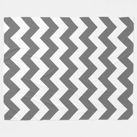 White en Charcoal Gray Chevron Fleece Deken (Voorkant (Horizontaal))