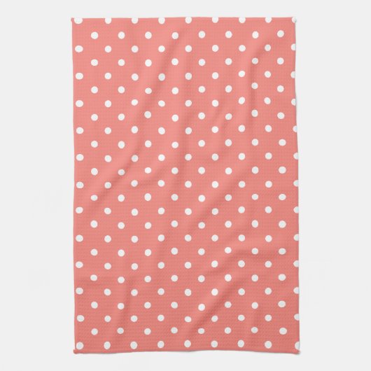 White en Coral Pink Pink Pattern Theedoek (Verticaal)