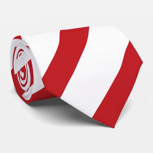 White en Crimson Thin Regimental Stripe Stropdas (Opgerold)