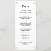 White en Faux Gold Simple Elegant Menu