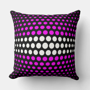 White en Fuchsia Polka Dots Pattern Kussen