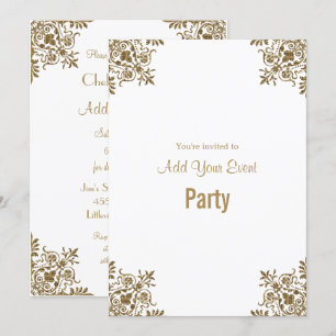 White en Gold All Occasion Party Invitation Kaart