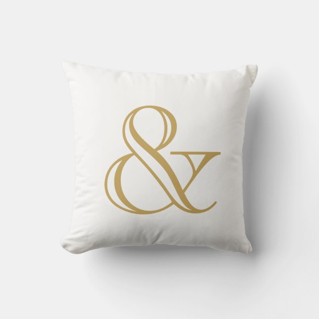 White en Gold Ampersand Kussen (Voorkant)