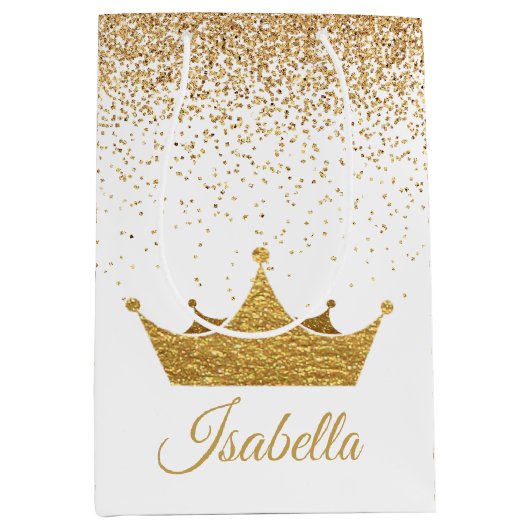 White en Gold Crown Gift Bag Medium Cadeauzakje (Voorkant)