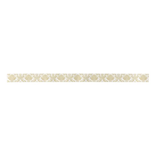 White en Gold Damask Pattern Ribbon Lint (Voorkant)