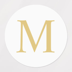 White en Gold Elegant Monogram Classic Round Stic Labels