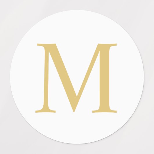 White en Gold Elegant Monogram Classic Round Stic Labels (Design 1)