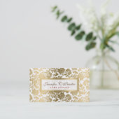 White en Gold Floral Damaskers Visitekaartje (Staand voorkant)
