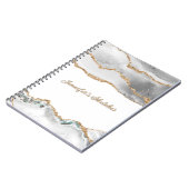 White en Gold Glitter Agate Girly op persoonlijke Notitieboek (Linkerzijde)