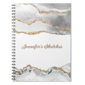 White en Gold Glitter Agate Girly op persoonlijke Notitieboek (Voorkant)
