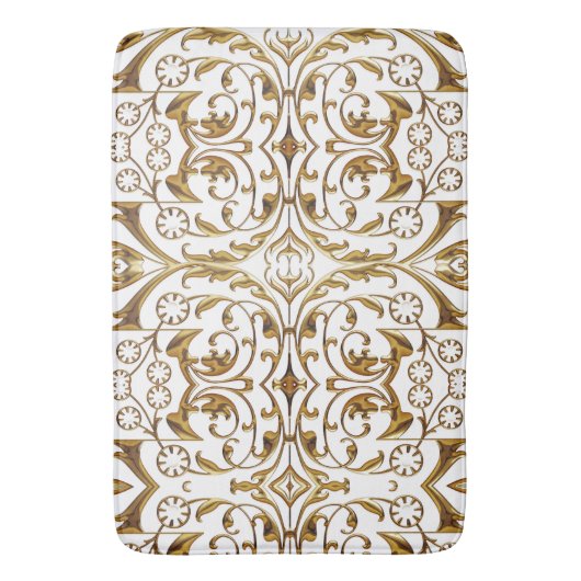 White en Gold Luxury Bath Mat (Voorkant Verticaal)