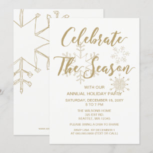 White en Gold Modern Party Kaart