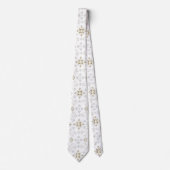 White en Gold Nordic Pattern Stropdas (Voorkant)