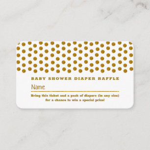 White en Gold Polka Dot, Diaper Raffle Ticket Informatiekaartje