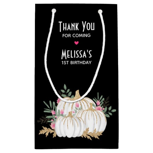 White en Gold Pumpkins Waterverf Hartelijk dank Klein Cadeauzakje (Achterkant)