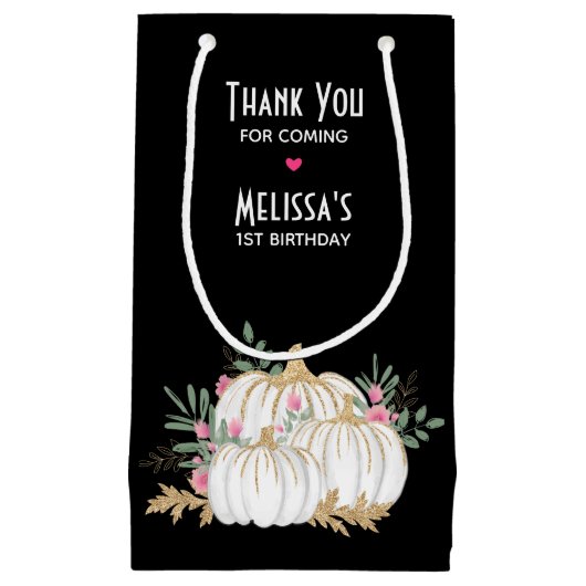 White en Gold Pumpkins Waterverf Hartelijk dank Klein Cadeauzakje (Voorkant)