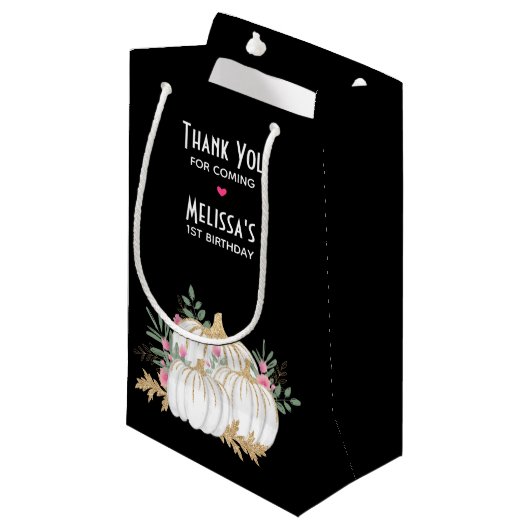 White en Gold Pumpkins Waterverf Hartelijk dank Klein Cadeauzakje (Voorkant Gekanteld)