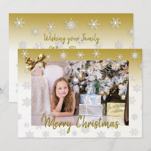 White en Gold Snowflakes Elegant Kerstmis Kaart