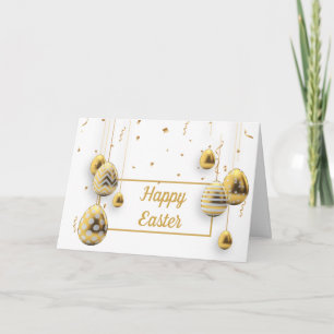 White en Golden Easter Eggs Greeting Kaart