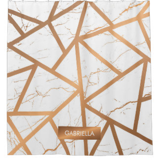 White en Golden Marble Douchegordijn