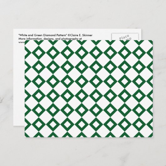White en Green Diamond Pattern Briefkaart (Voorkant / Achterkant)