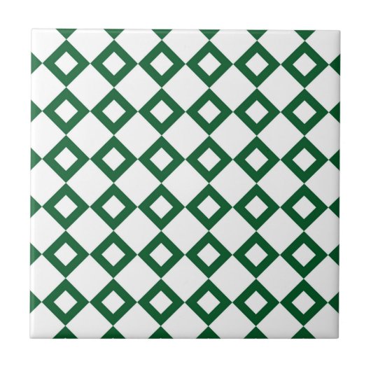 White en Green Diamond Pattern Tegeltje (Voorkant)