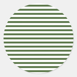 WHite en Green Modern Pinstripes Pattern Ronde Sticker