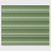 White en Green Nordic Sweater Kerstmis Pattern Cadeaupapier (Vlak)